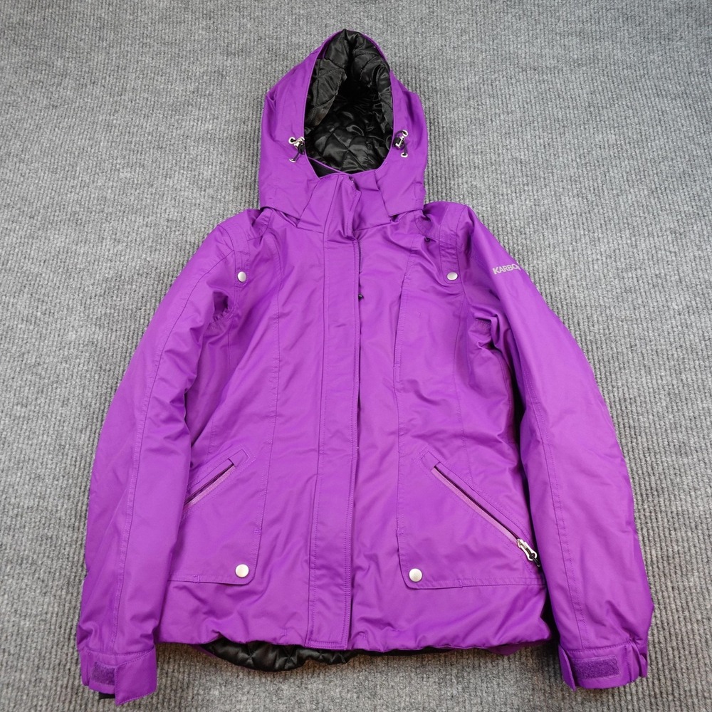 Karbon Ski Jacket Womens 8 Purple Hooded Insulated K4653 Snowboard Coat